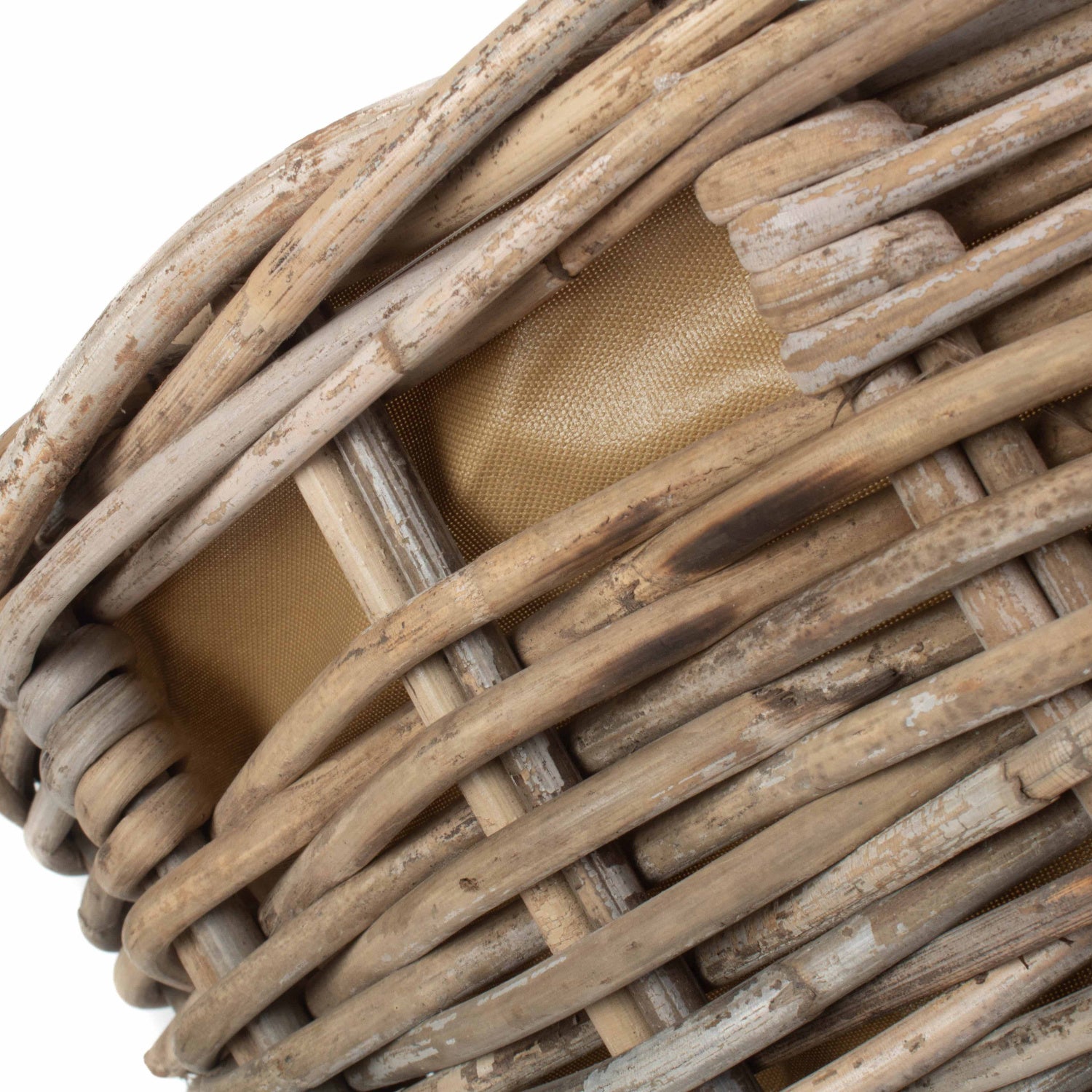 Large Boat Shaped Rattan Log Basket With Cordura Lining