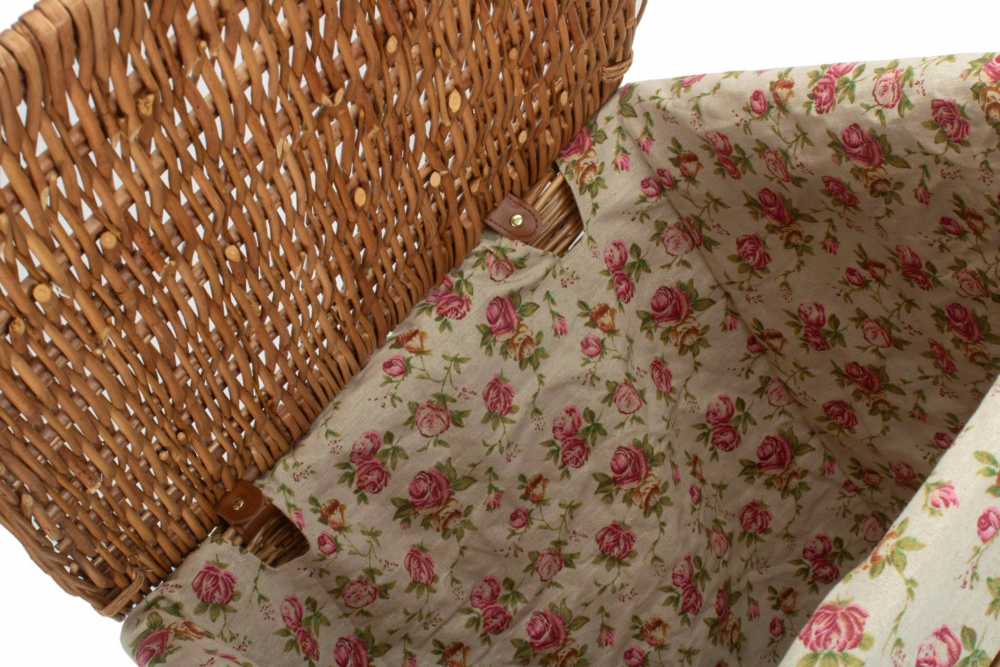 Light Steamed Willow Square Laundry Basket with Garden Rose Lining - Large