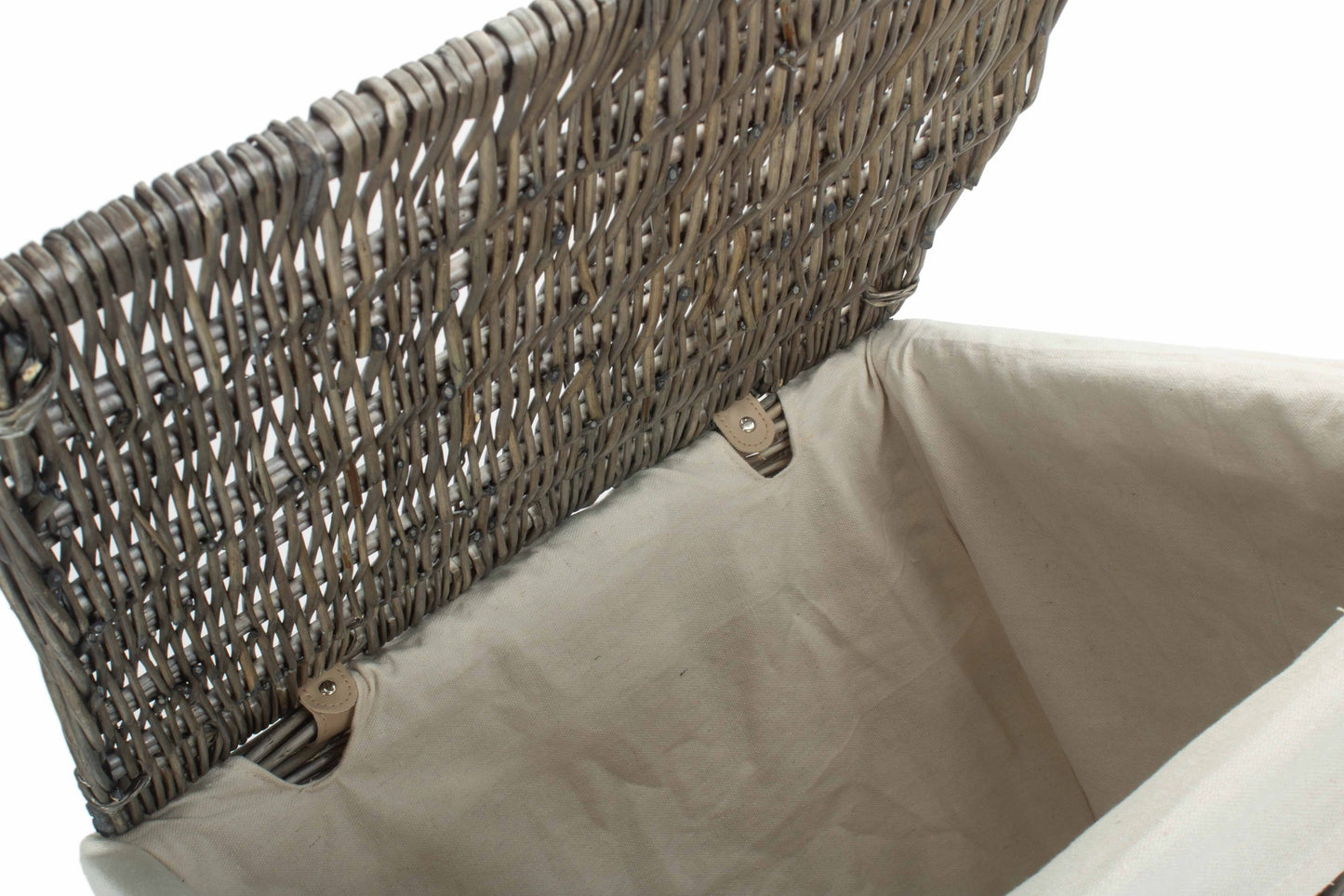 Antique Wash Willow Large Square Laundry Basket with White Lining