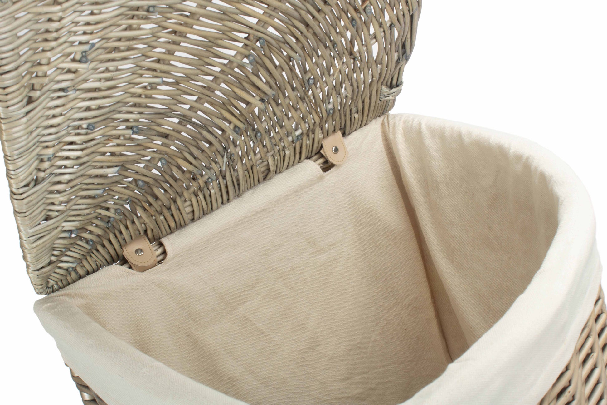 Antique Wash Willow Large Corner Linen Basket with White Lining