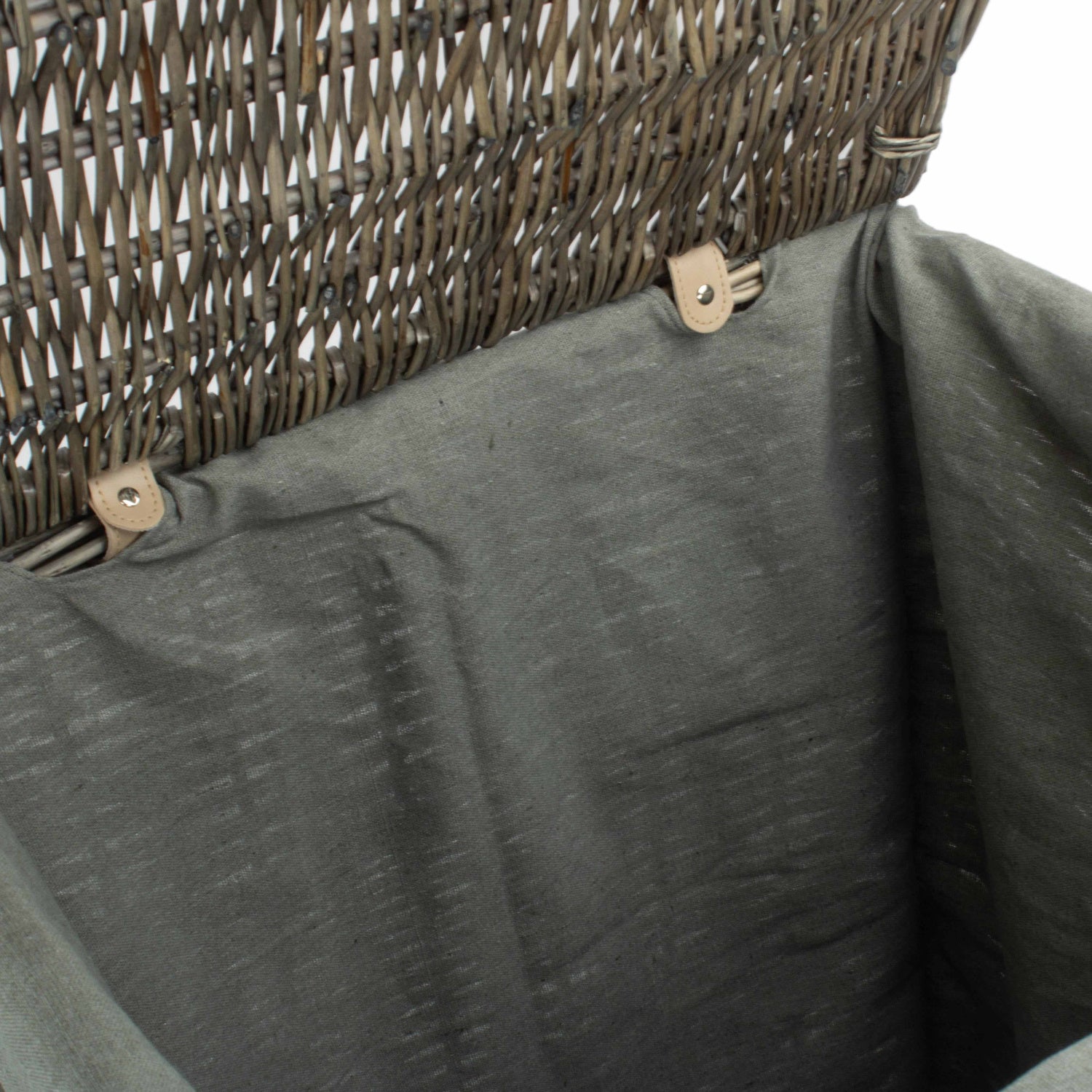 Antique Wash Willow Large Square Laundry Basket with Grey Sage Lining