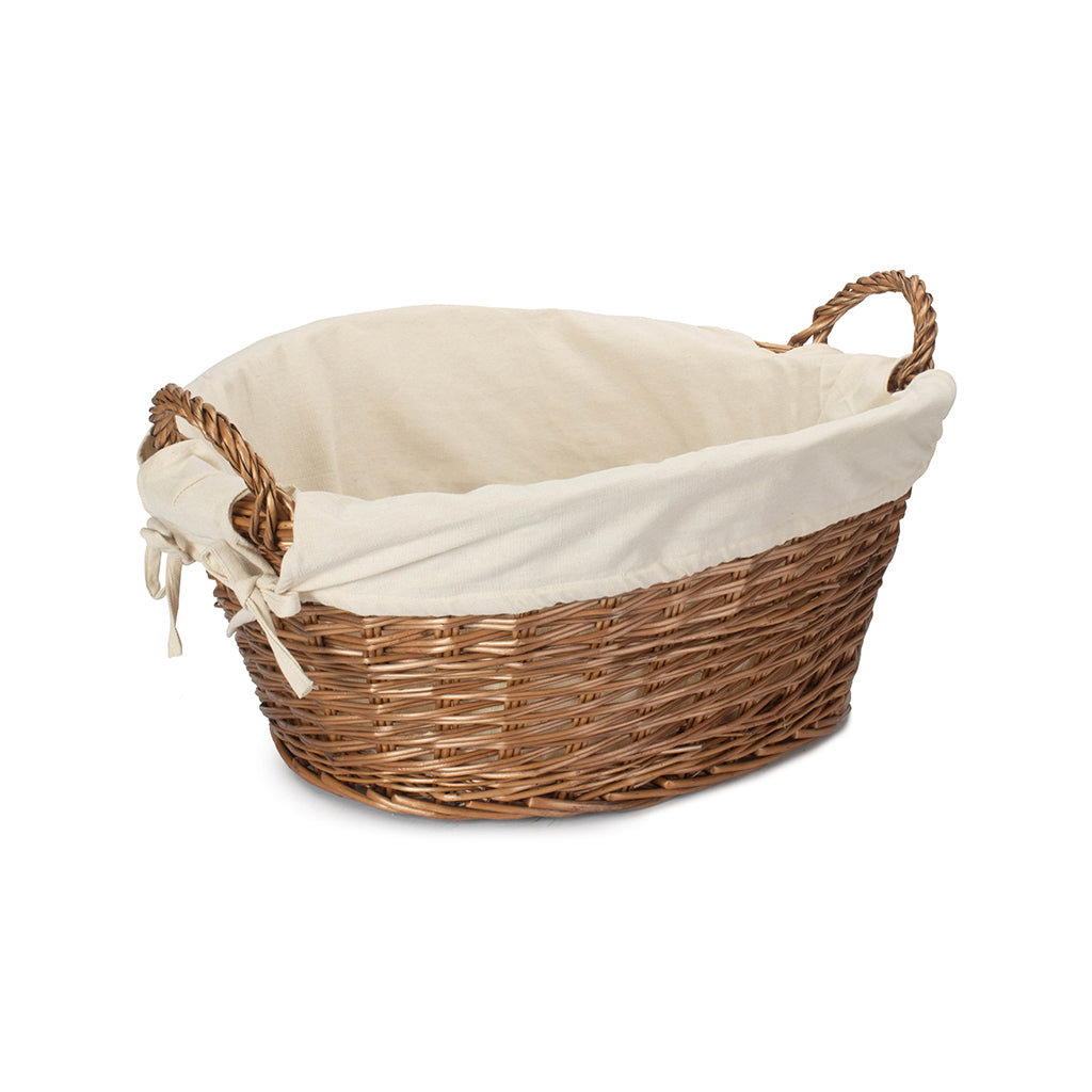 Light Steamed Willow Washing Basket with White Lining