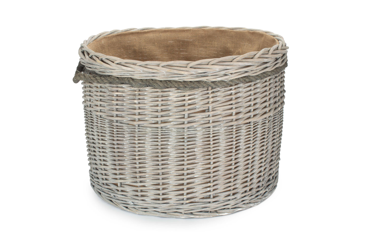 Grey Wash Willow Round Storage Basket Size 3 - Large