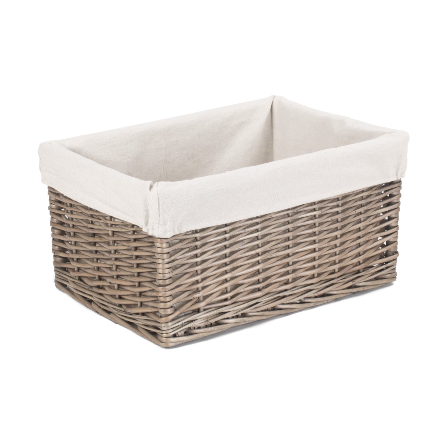 Large Antique Wash Willow Storage Basket with White Lining