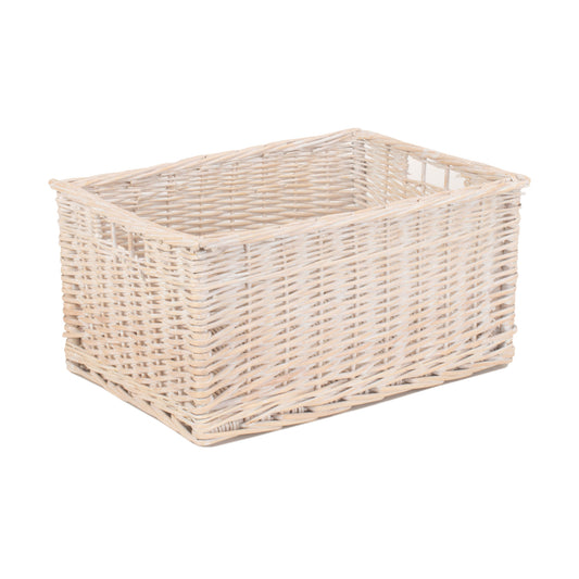 Large White Wash Willow Storage Basket