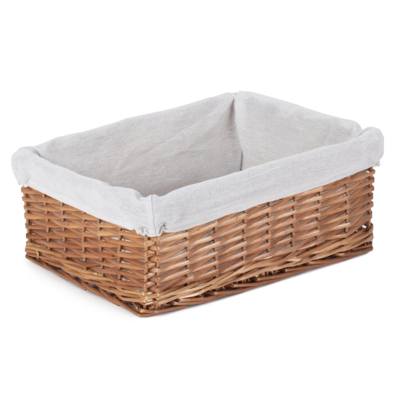Large Double Steamed Wicker Storage Basket with White Lining