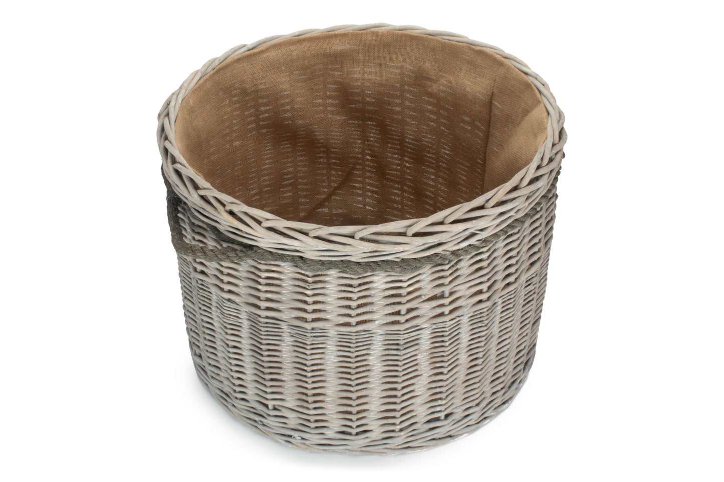 Grey Wash Willow Round Storage Basket Size 3 - Large