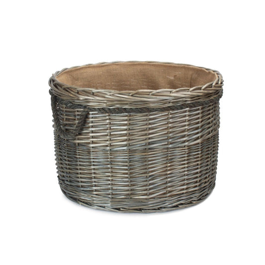 Antique Wash Willow Round Storage Basket Size 3 - Large