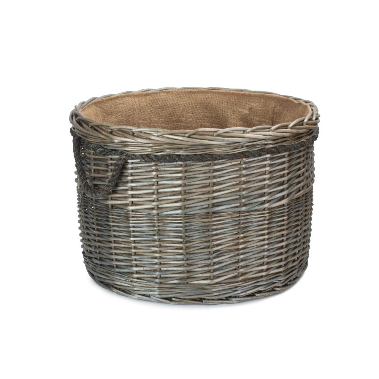 Antique Wash Willow Round Storage Basket Size 3 - Large