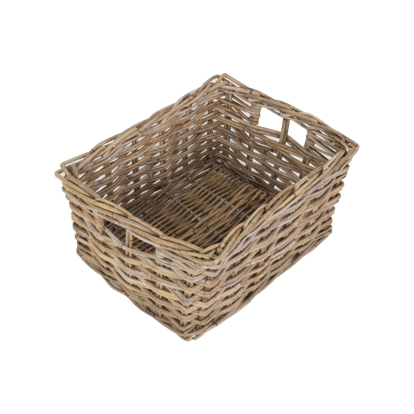 Large Rectangular Grey Rattan Storage Basket