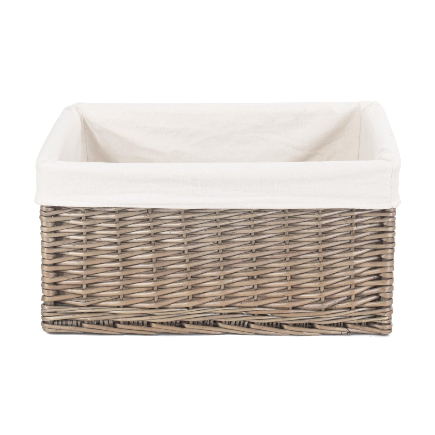 Large Antique Wash Willow Storage Basket with White Lining