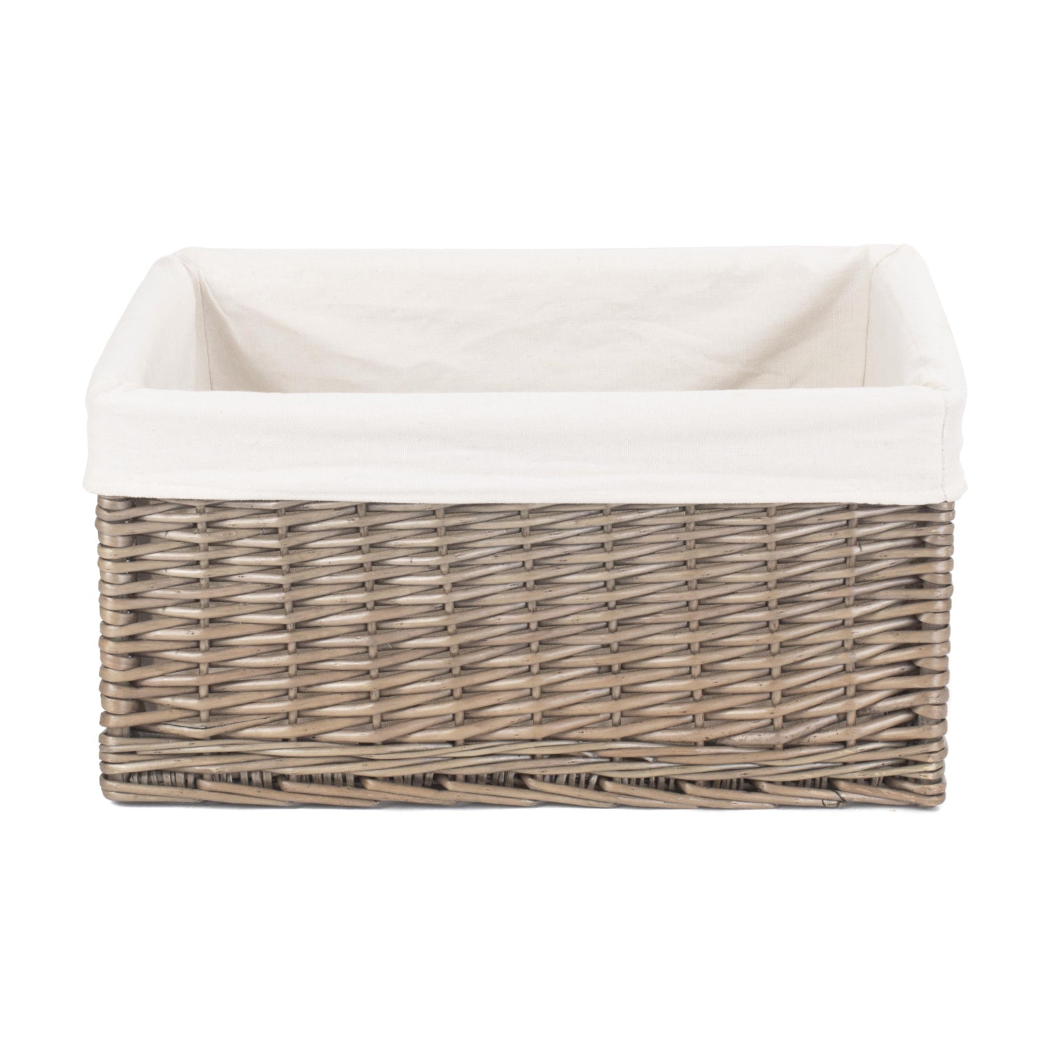 Large Antique Wash Willow Storage Basket with White Lining