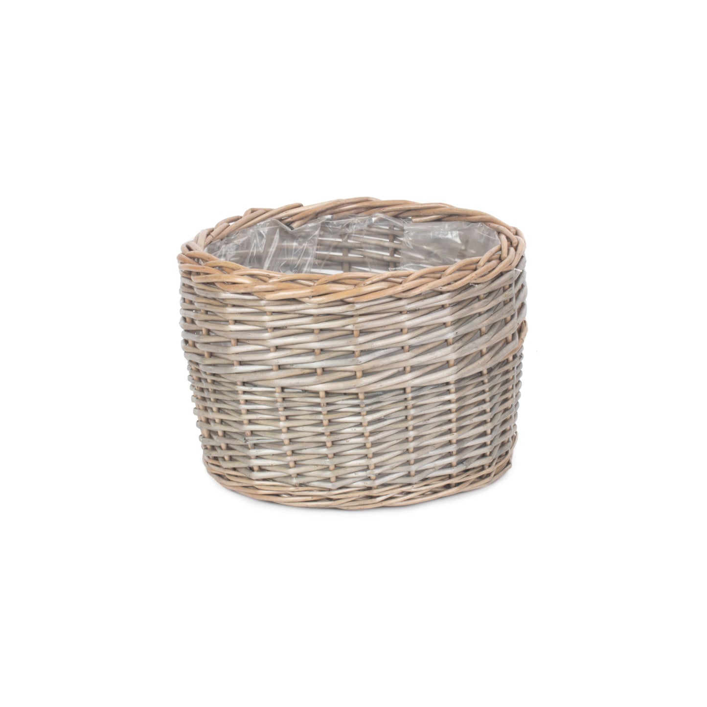 Large Round Antique Wash Lined Willow Planter