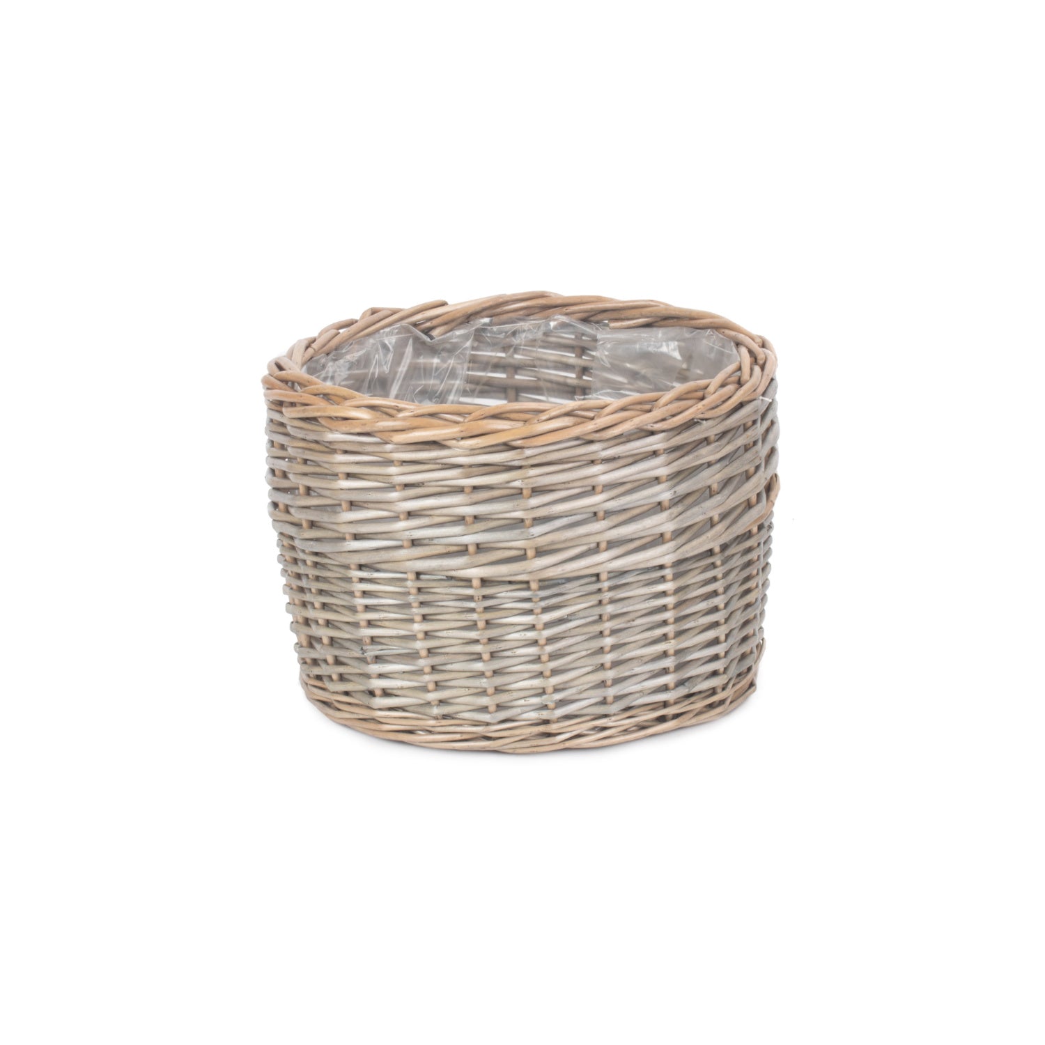 Large Round Antique Wash Lined Willow Planter