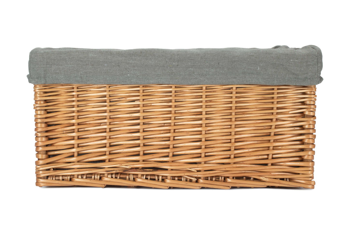 Large Double Steamed Willow Storage Basket with Grey Sage Lining