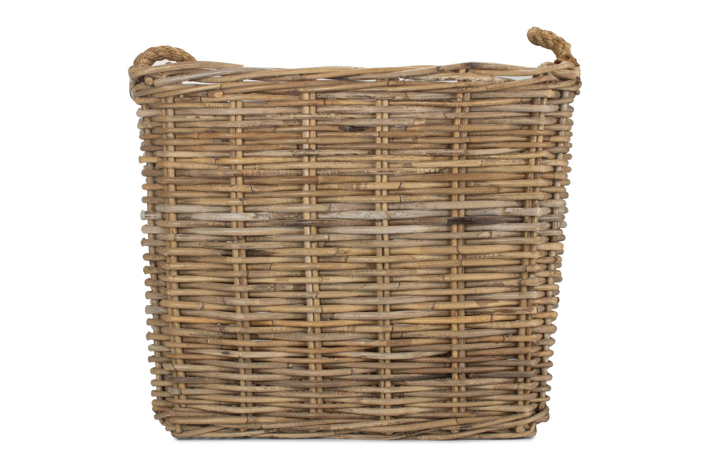 Large Square Grey Rattan Log Basket