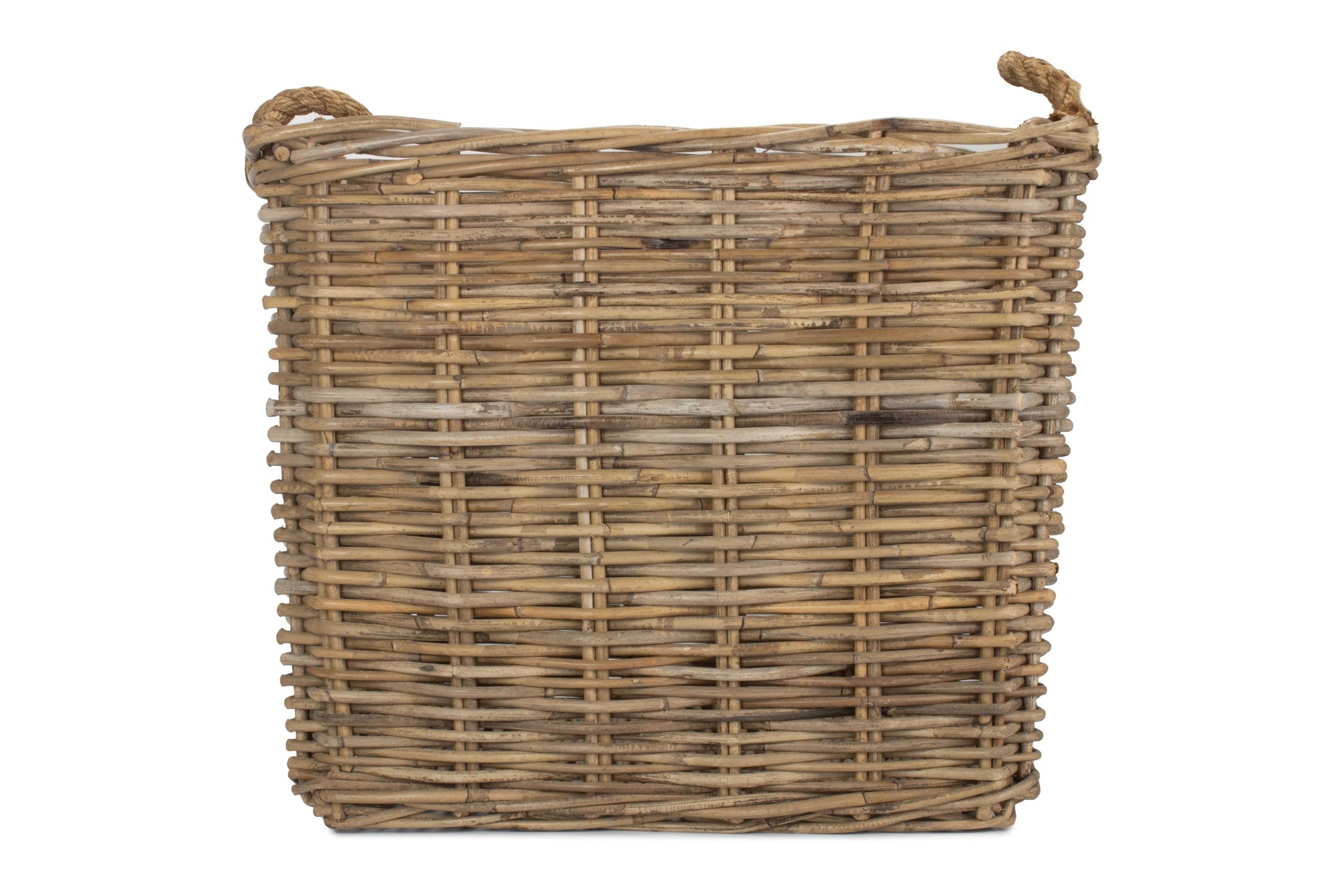 Large Square Grey Rattan Log Basket