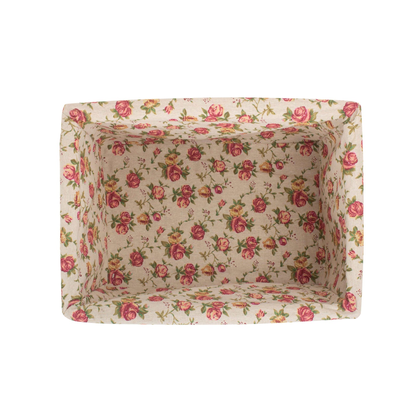 Large Double Steamed Willow Storage Basket with Garden Rose Lining