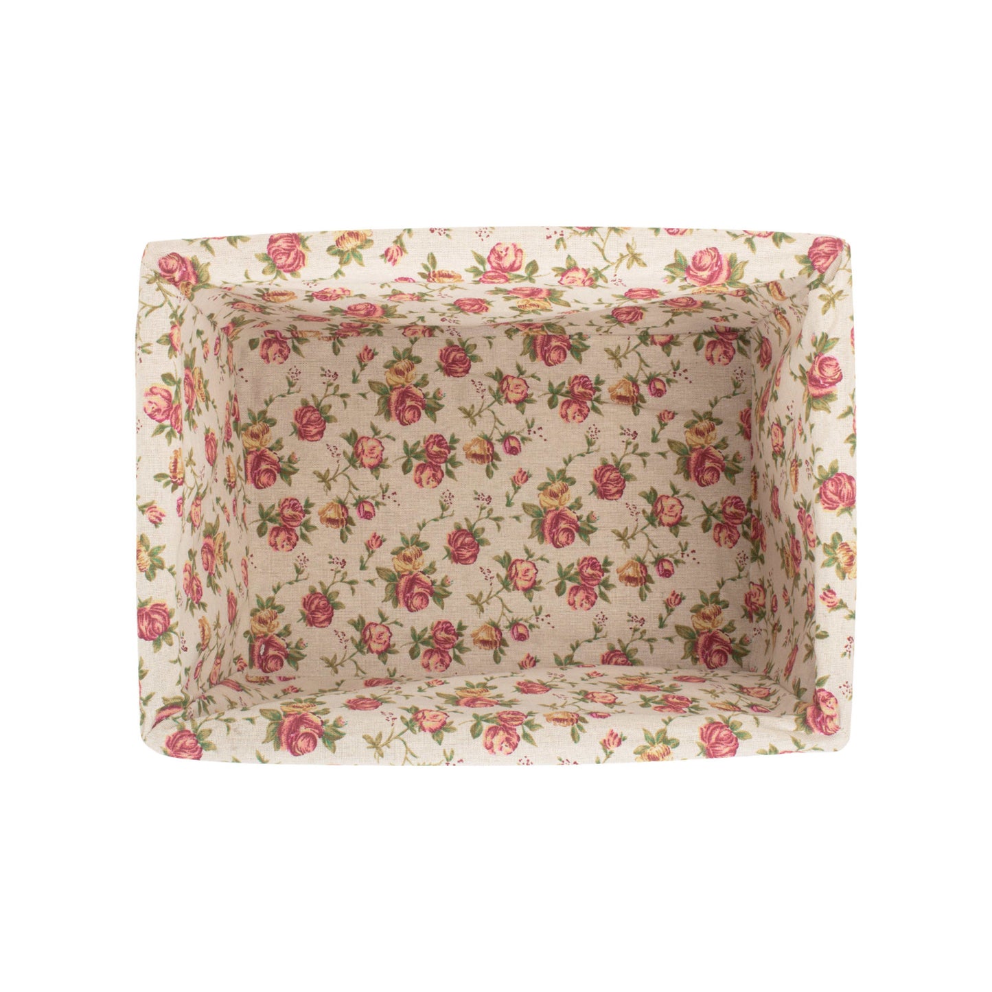 Large Antique Wash Willow Storage Basekt with Garden Rose Lining