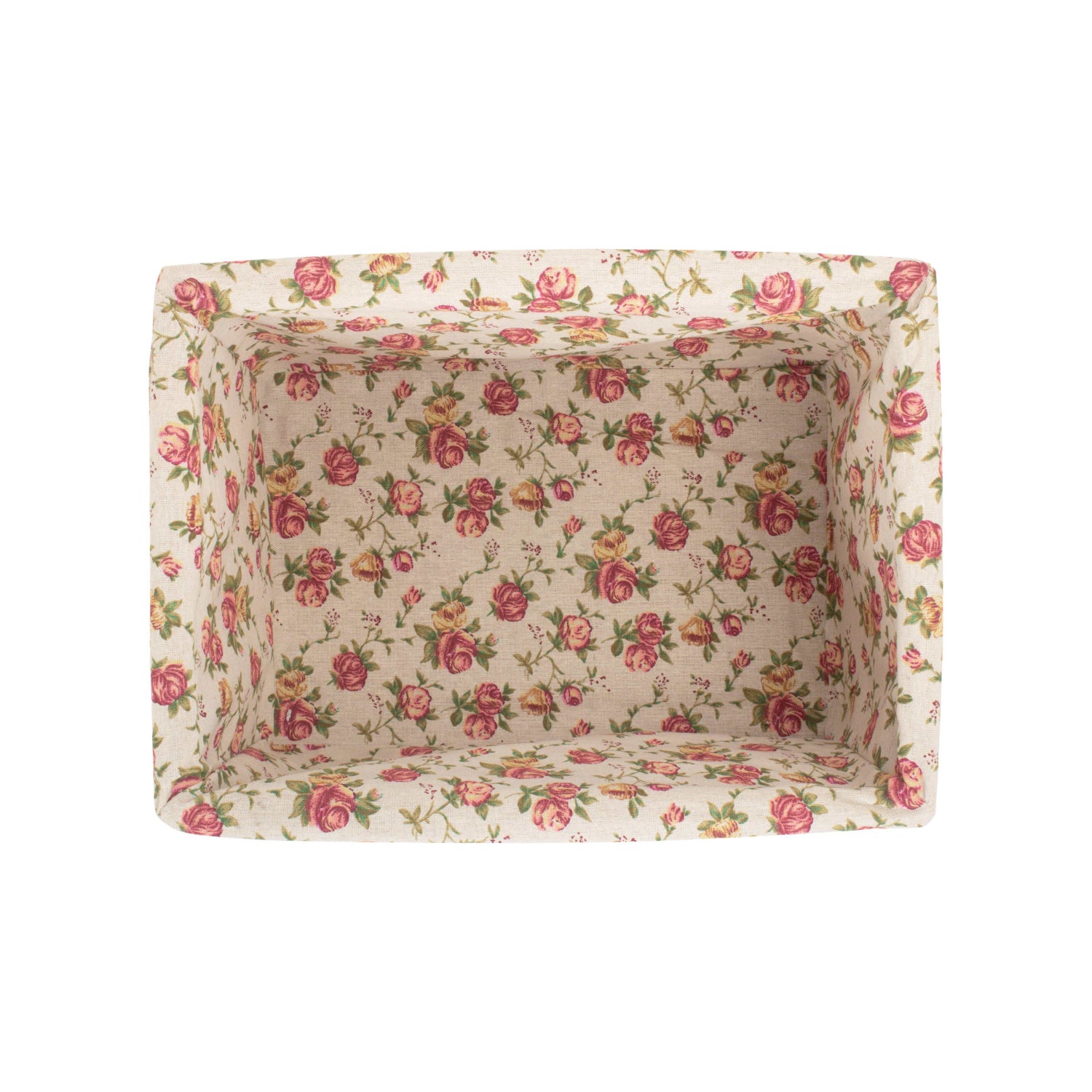 Large Antique Wash Willow Storage Basekt with Garden Rose Lining