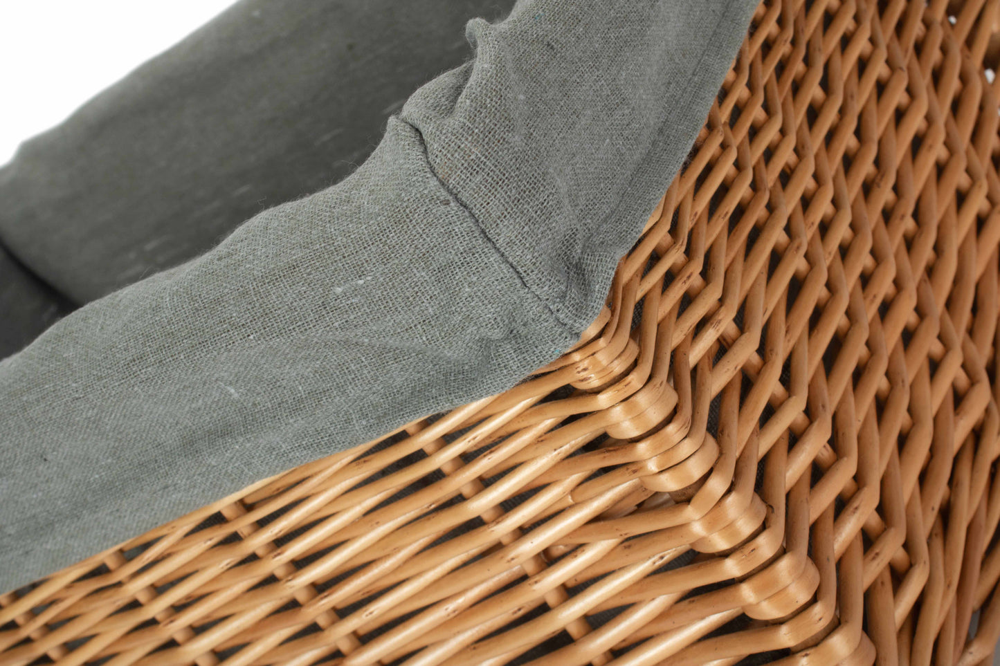 Large Double Steamed Willow Storage Basket with Grey Sage Lining