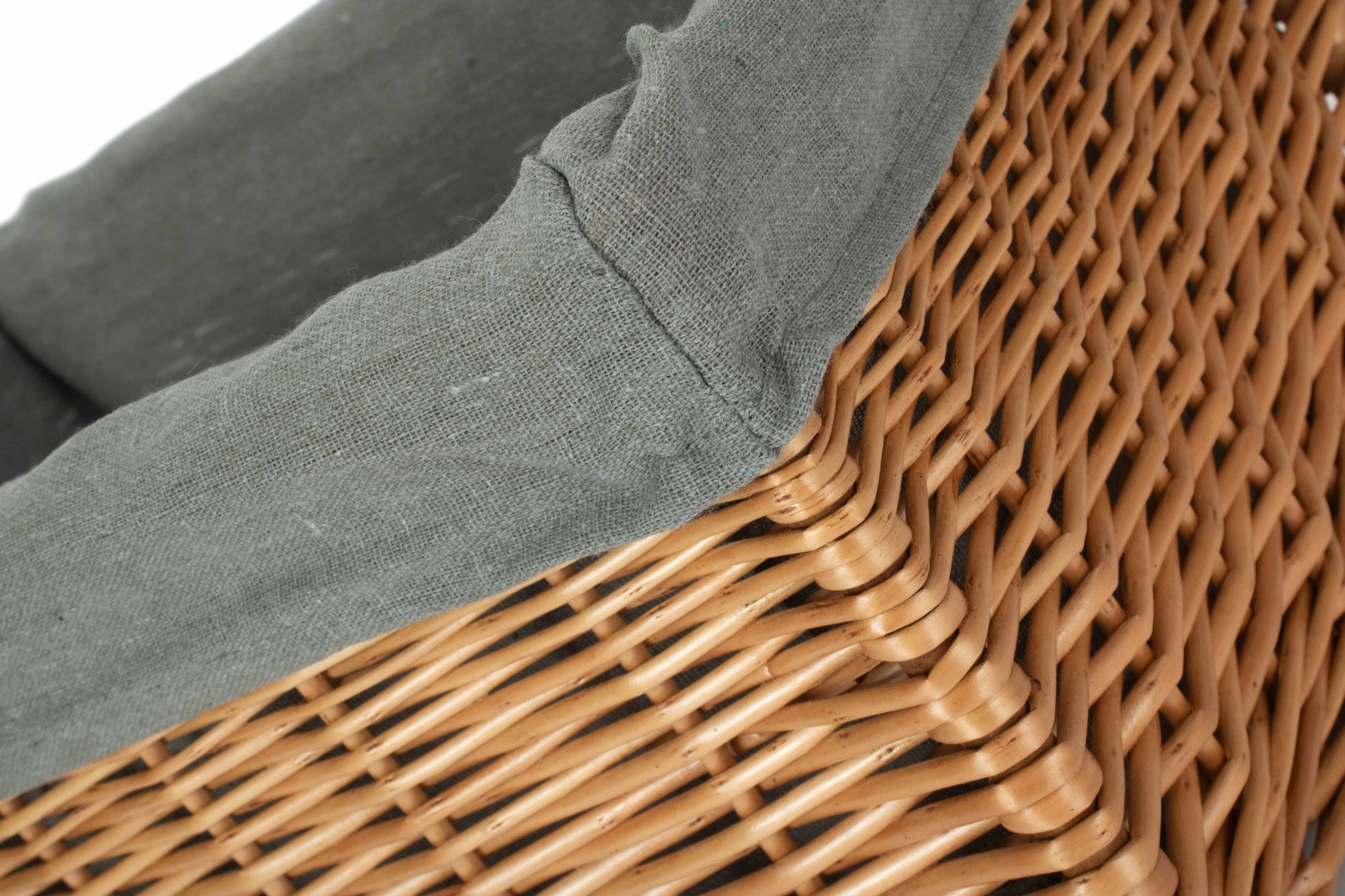 Large Double Steamed Willow Storage Basket with Grey Sage Lining