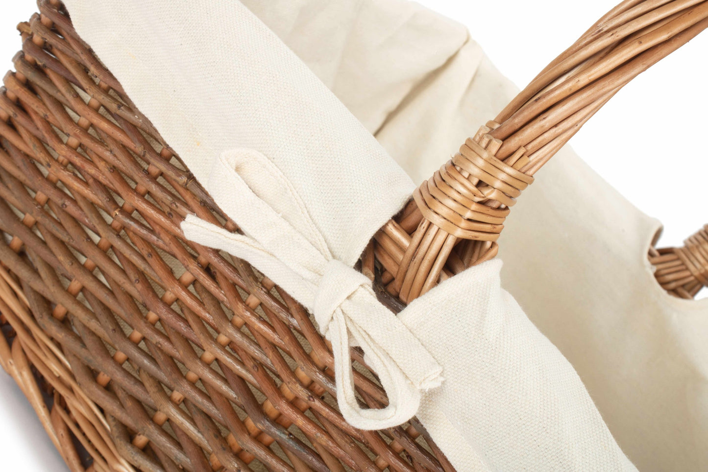 Rectangular Unpeeled Willow Shopper Basket with White Lining - Size 3 Large