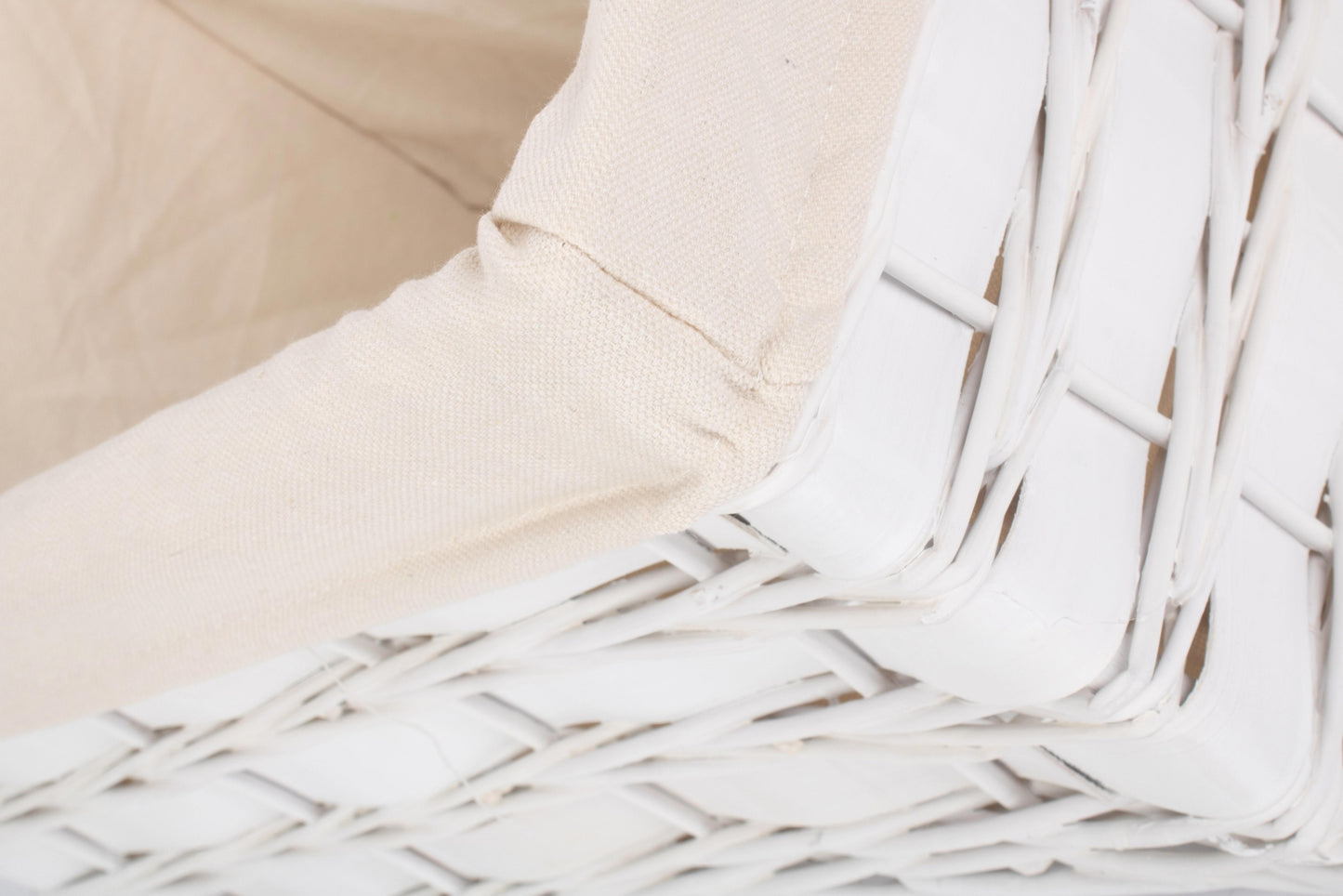 Large White Scandi Storage Basket with White Lining
