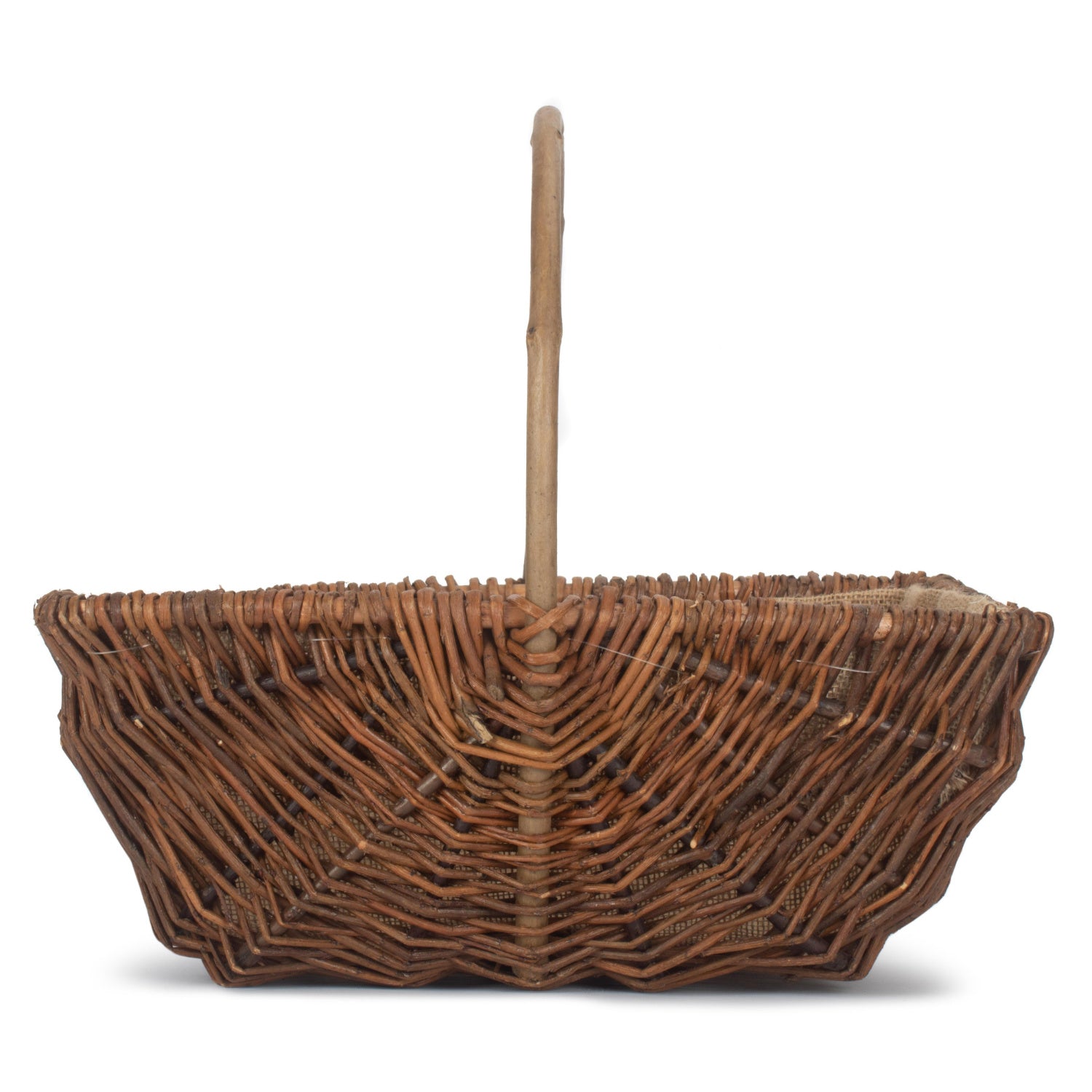 Large Rectangular Unpeeled Willow Garden Trug With Hessian Lining