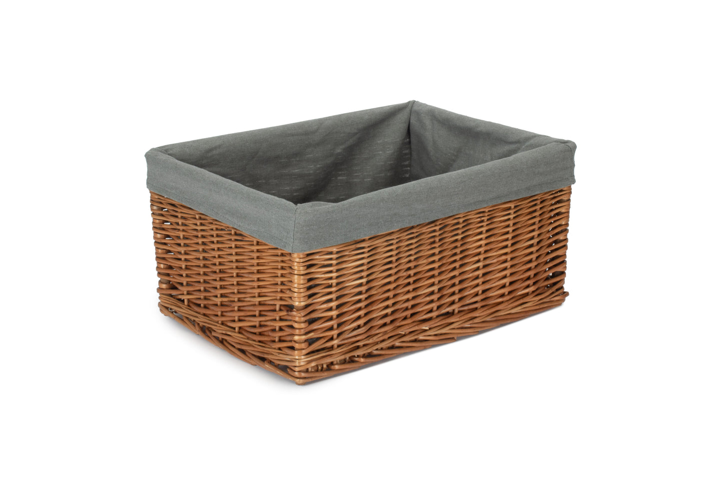 Extra Large Double Steamed Willow Storage Basekt with Grey Sage Lining