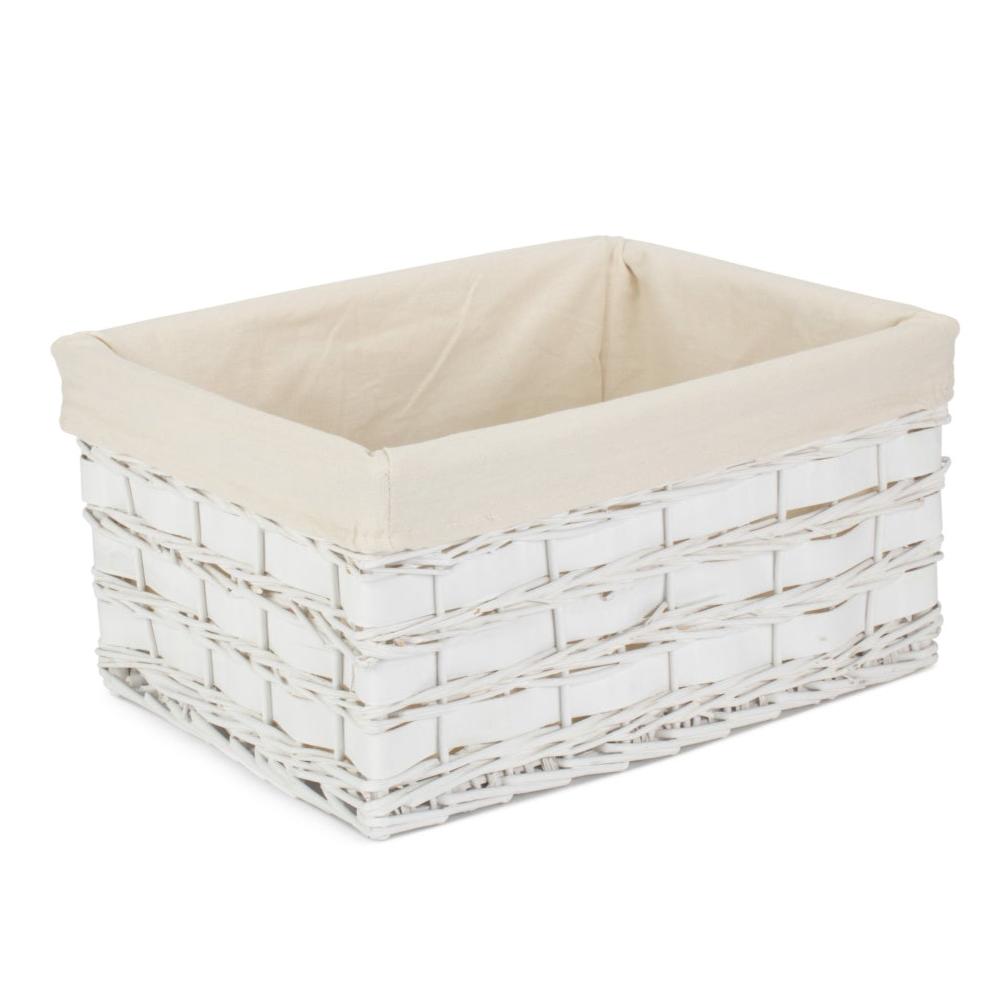 Extra Large White Scandi Storage Basket with White Lining