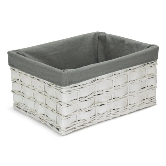 Extra Large White Scandi Storage Basket with Grey Sage Lining