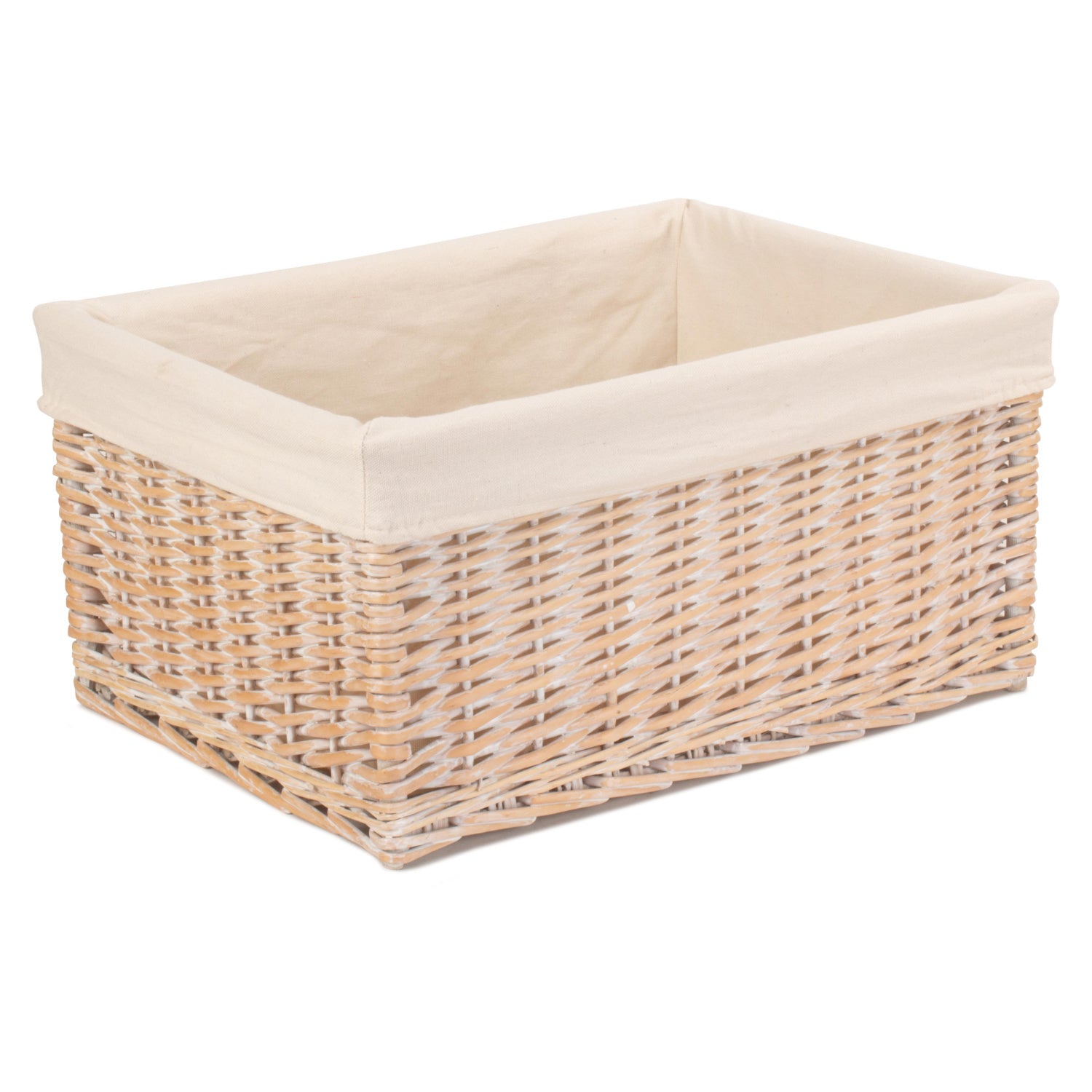 Extra Large White Wash Willow Storage Basket with White Lining