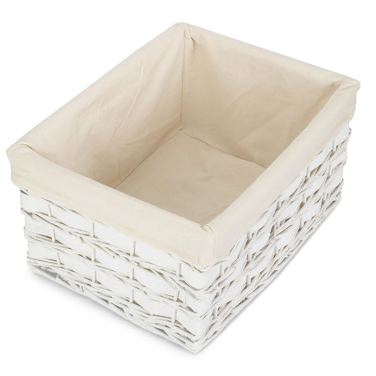 Extra Large White Scandi Storage Basket with White Lining