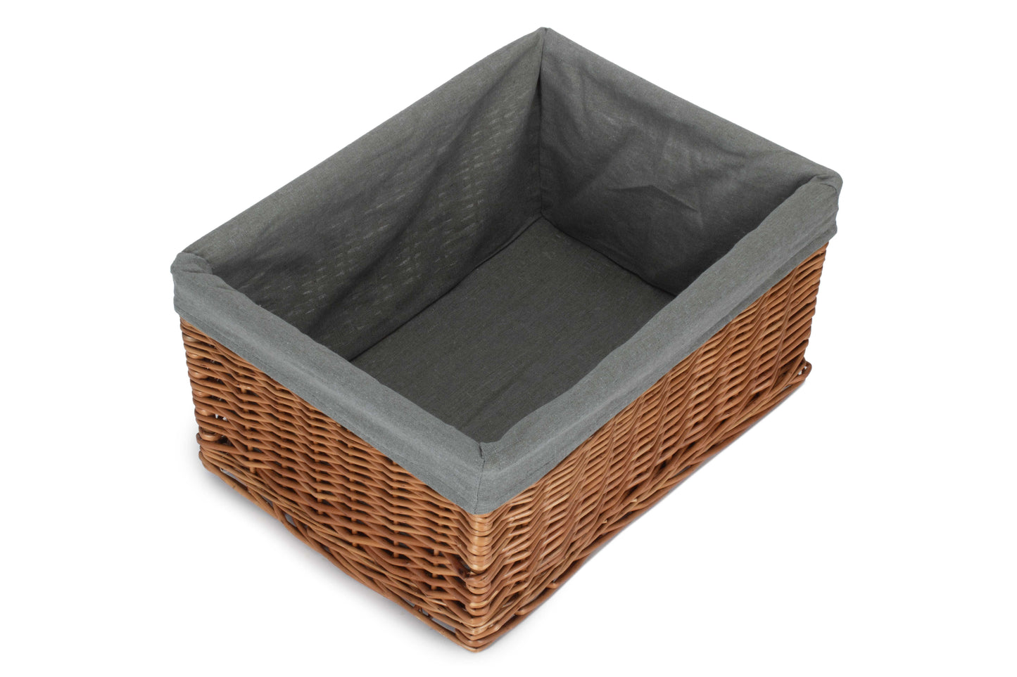Extra Large Double Steamed Willow Storage Basekt with Grey Sage Lining