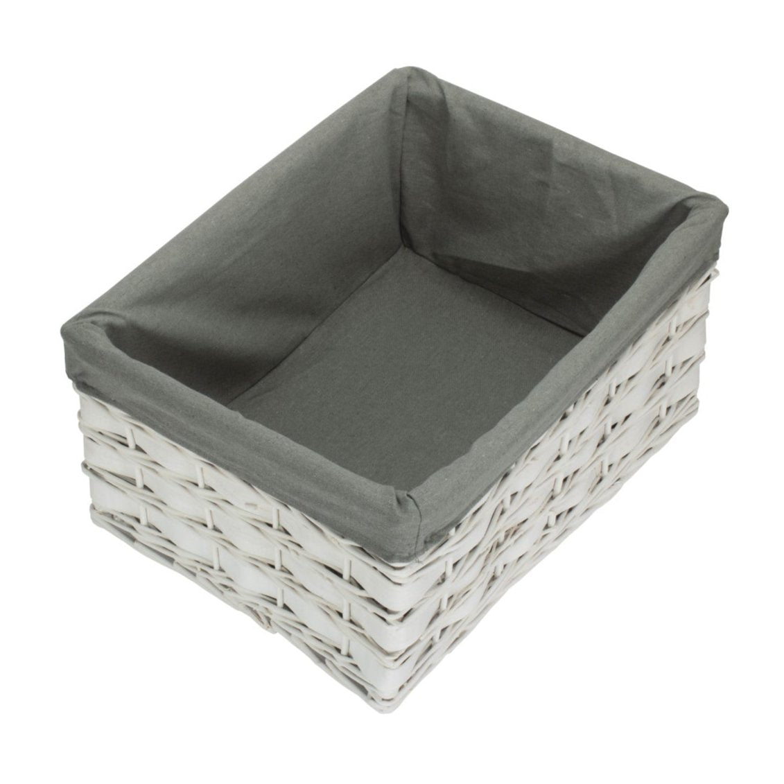Extra Large White Scandi Storage Basket with Grey Sage Lining