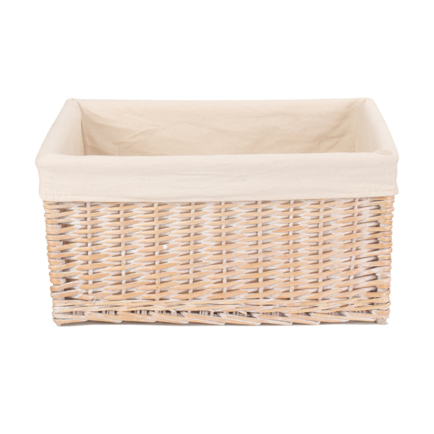 Extra Large White Wash Willow Storage Basket with White Lining