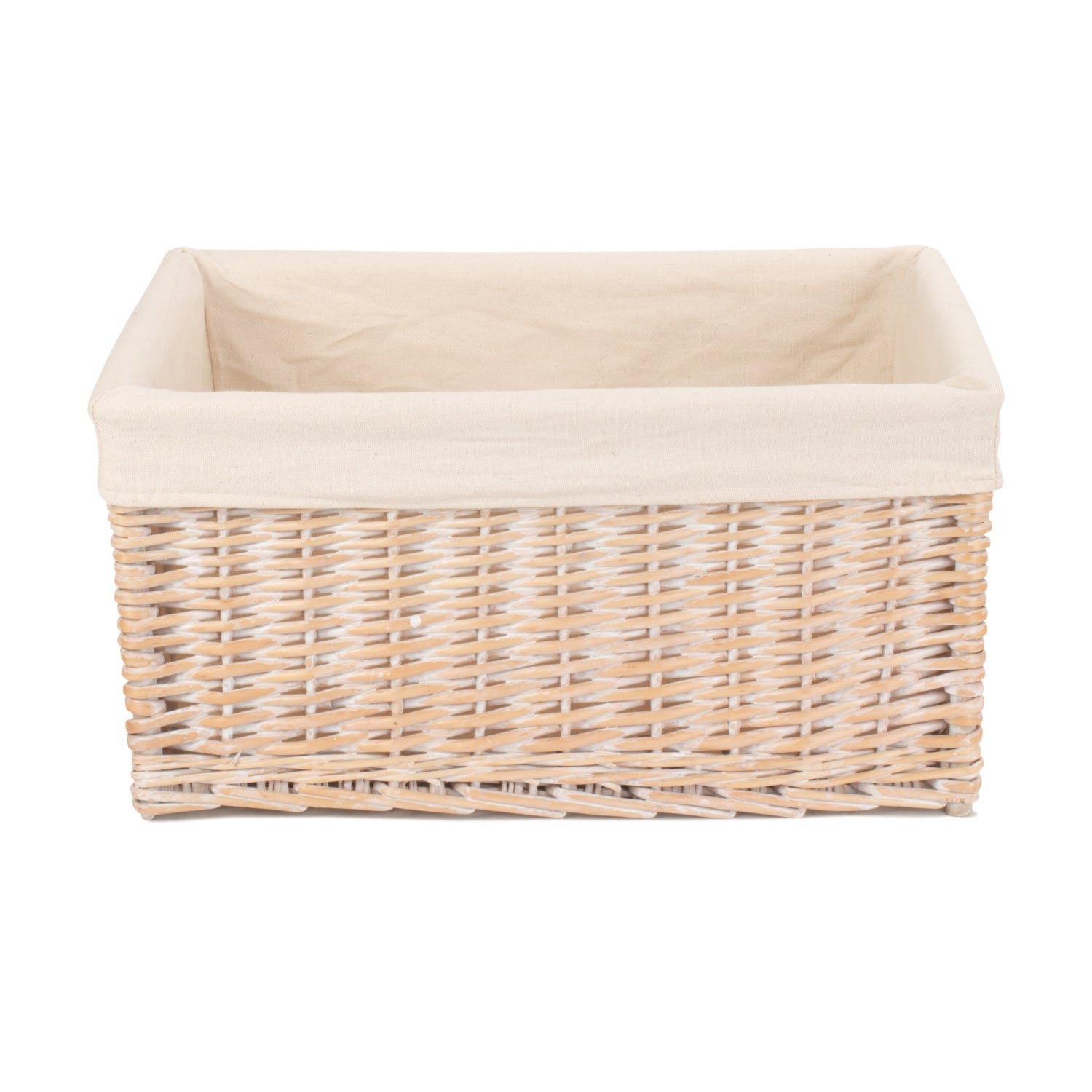 Extra Large White Wash Willow Storage Basket with White Lining