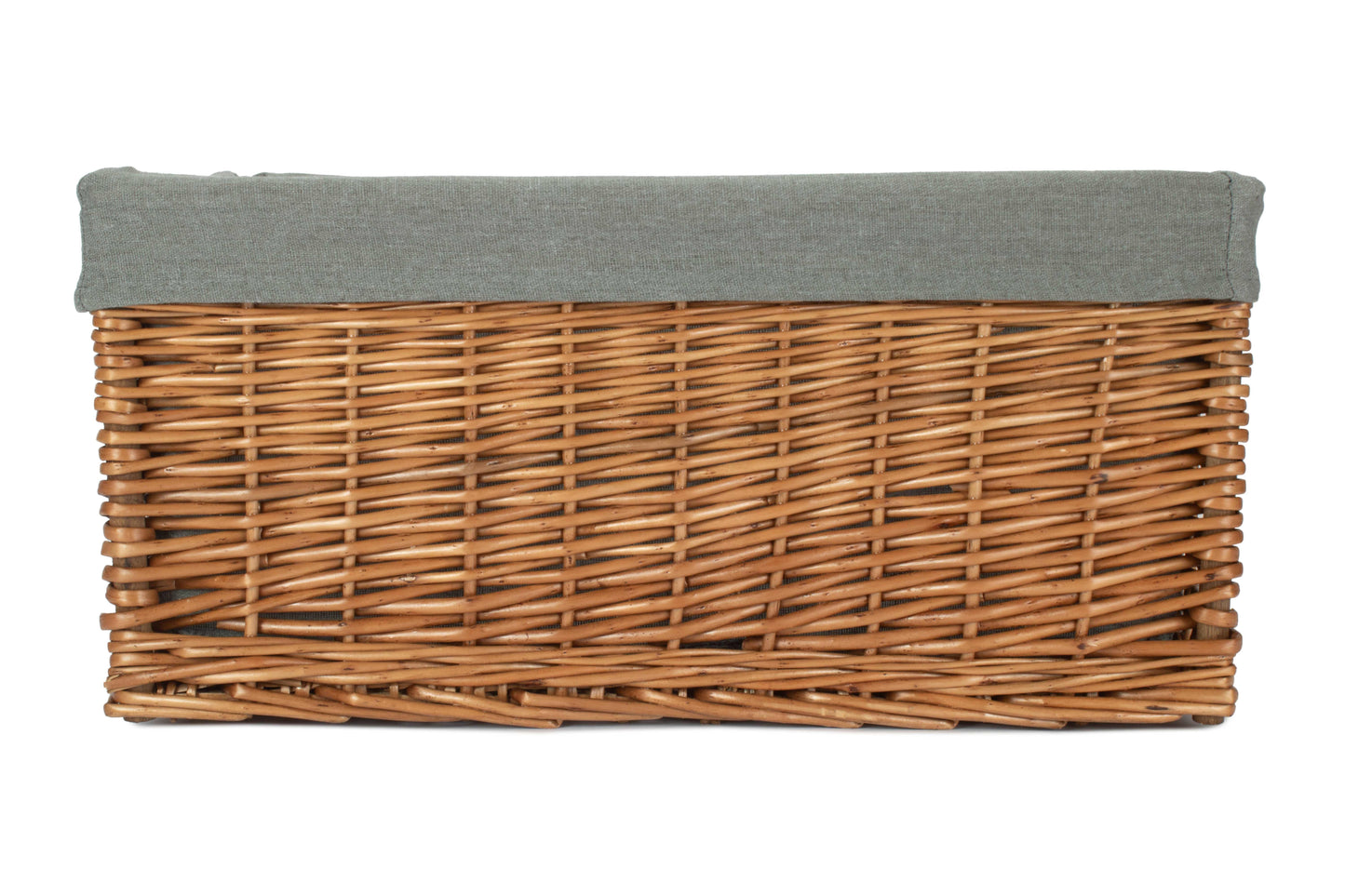 Extra Large Double Steamed Willow Storage Basekt with Grey Sage Lining
