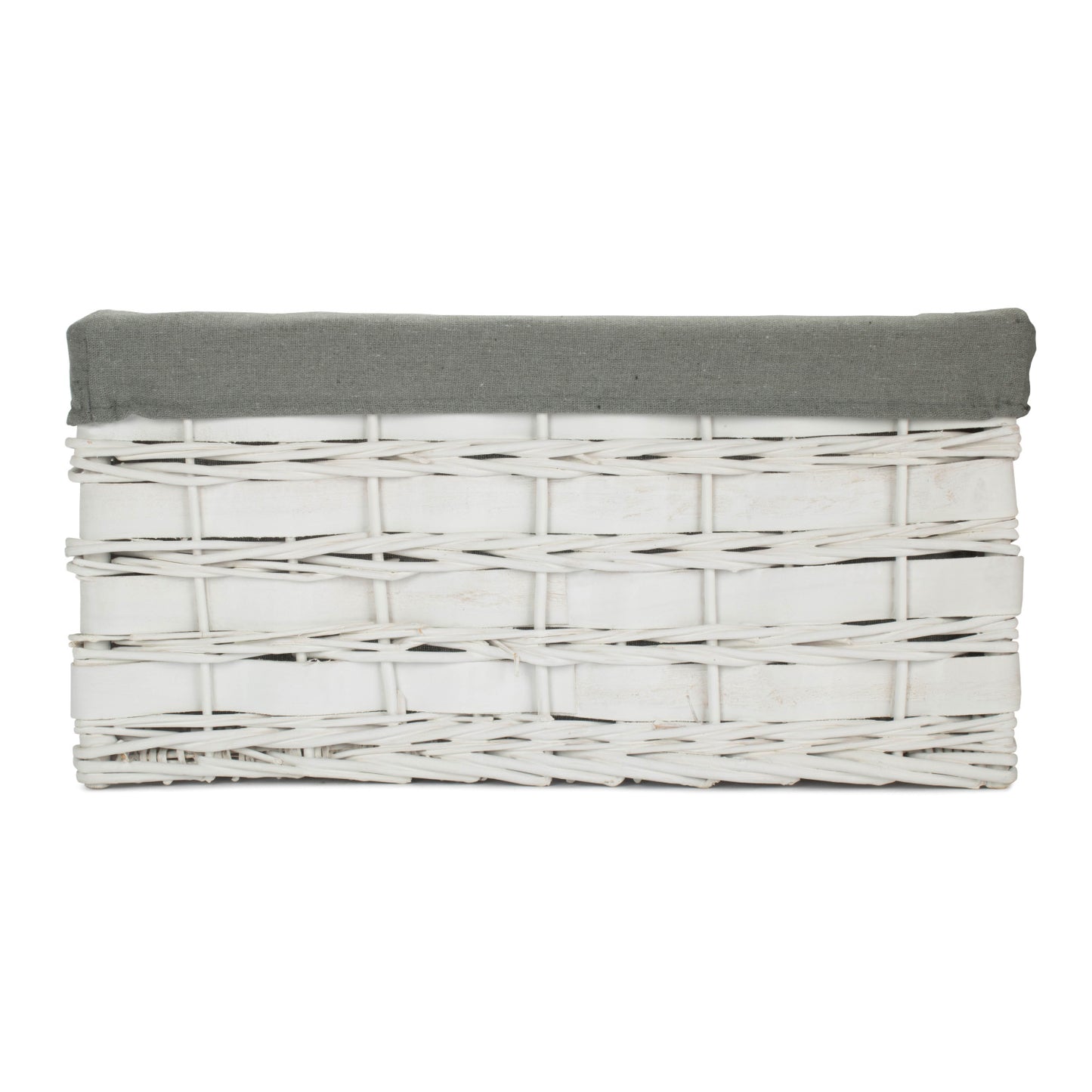 Extra Large White Scandi Storage Basket with Grey Sage Lining