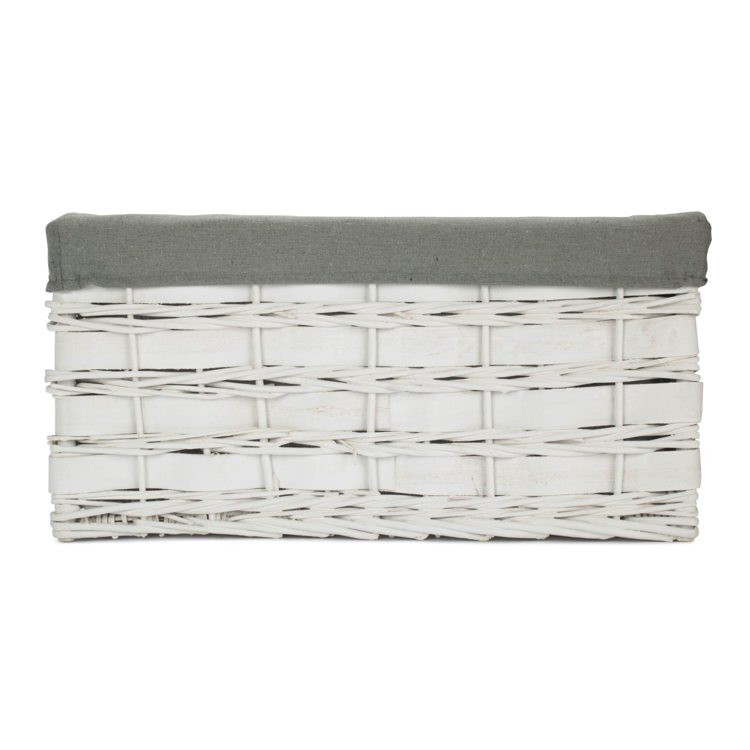 Extra Large White Scandi Storage Basket with Grey Sage Lining