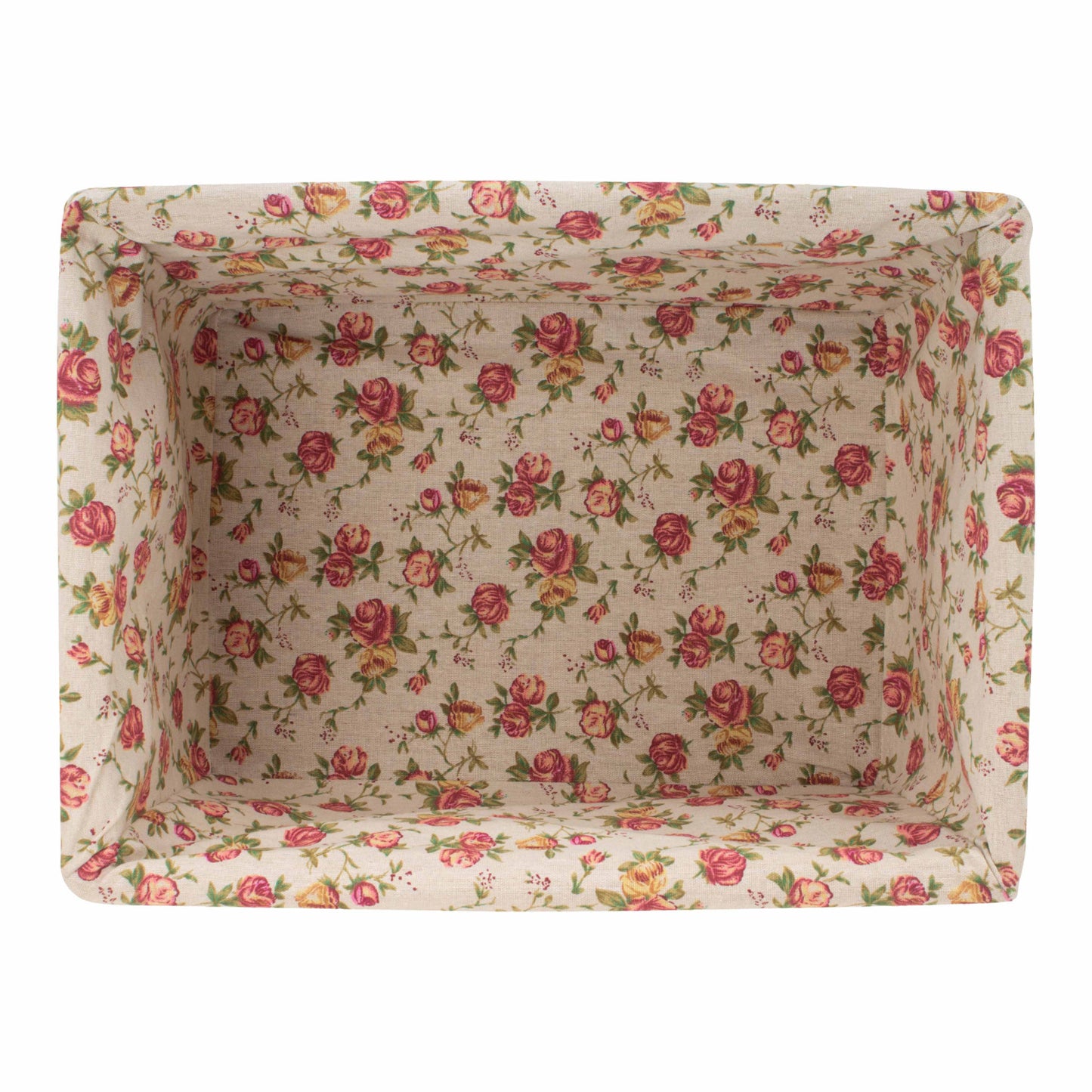 Extra Large White Wash Willow Storage Basket with Garden Rose Lining