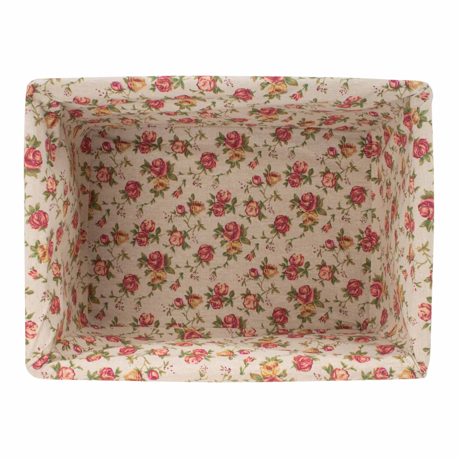 Extra Large White Wash Willow Storage Basket with Garden Rose Lining