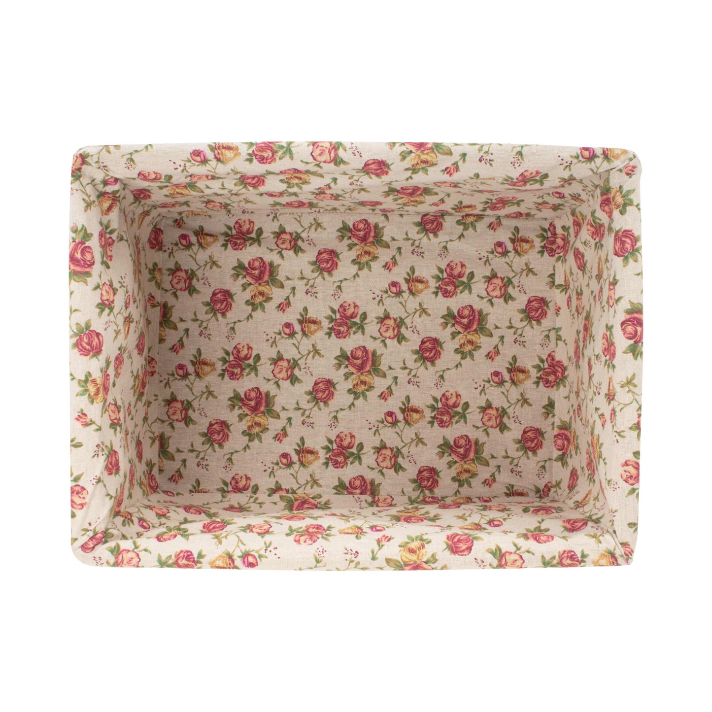 Extra Large Antique Wash Willow Storage Basket with Garden Rose Lining