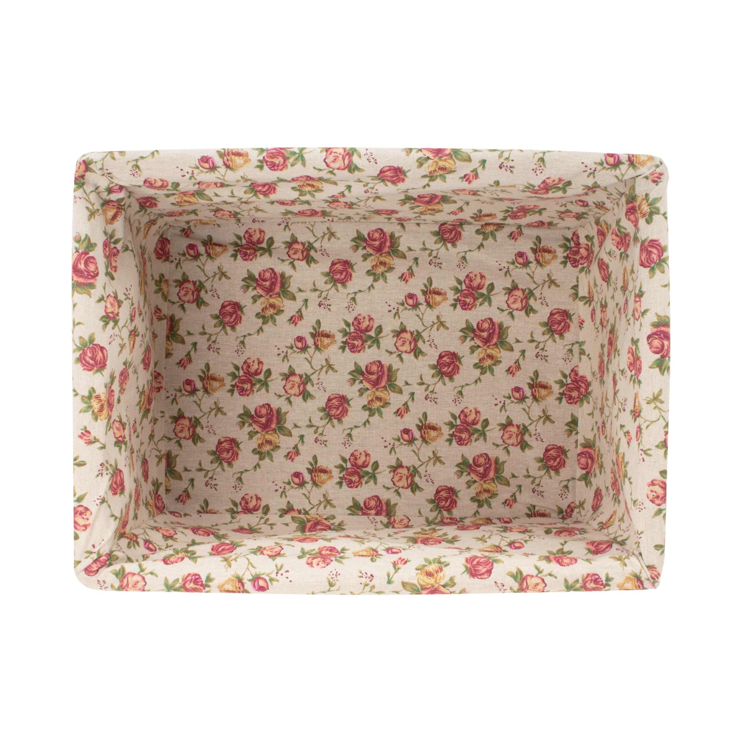 Extra Large Antique Wash Willow Storage Basket with Garden Rose Lining