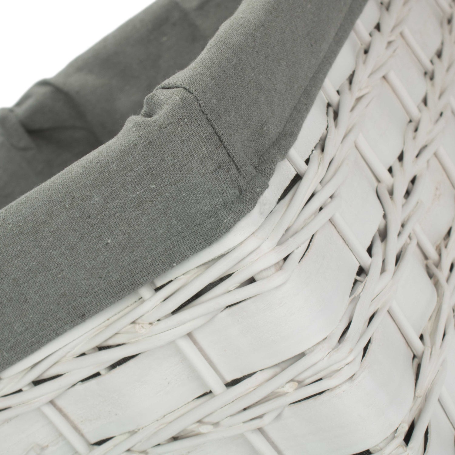 Extra Large White Scandi Storage Basket with Grey Sage Lining