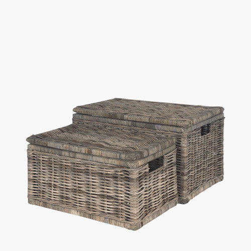 Bali Grey Kubu Set of 2 Rectangular Storage Chests