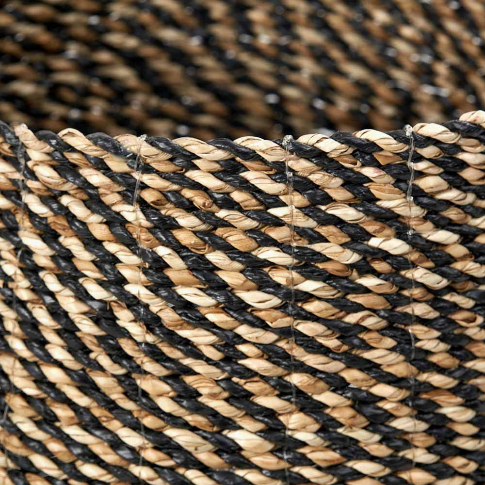 Set of 2 Natural and Black Round Handled Seagrass Baskets