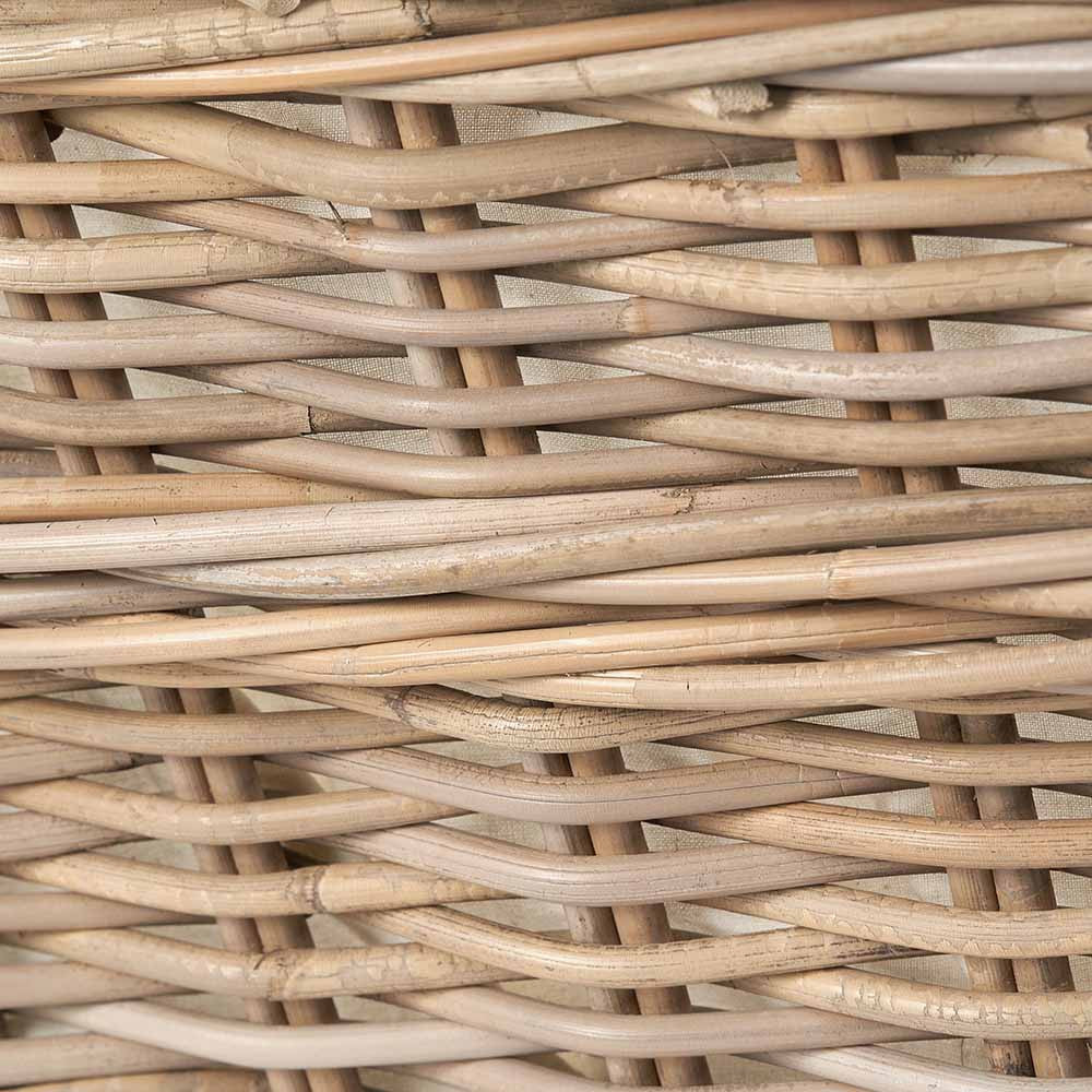 Grey Kubu Rattan Rectangular Lined Laundry Basket with Handles