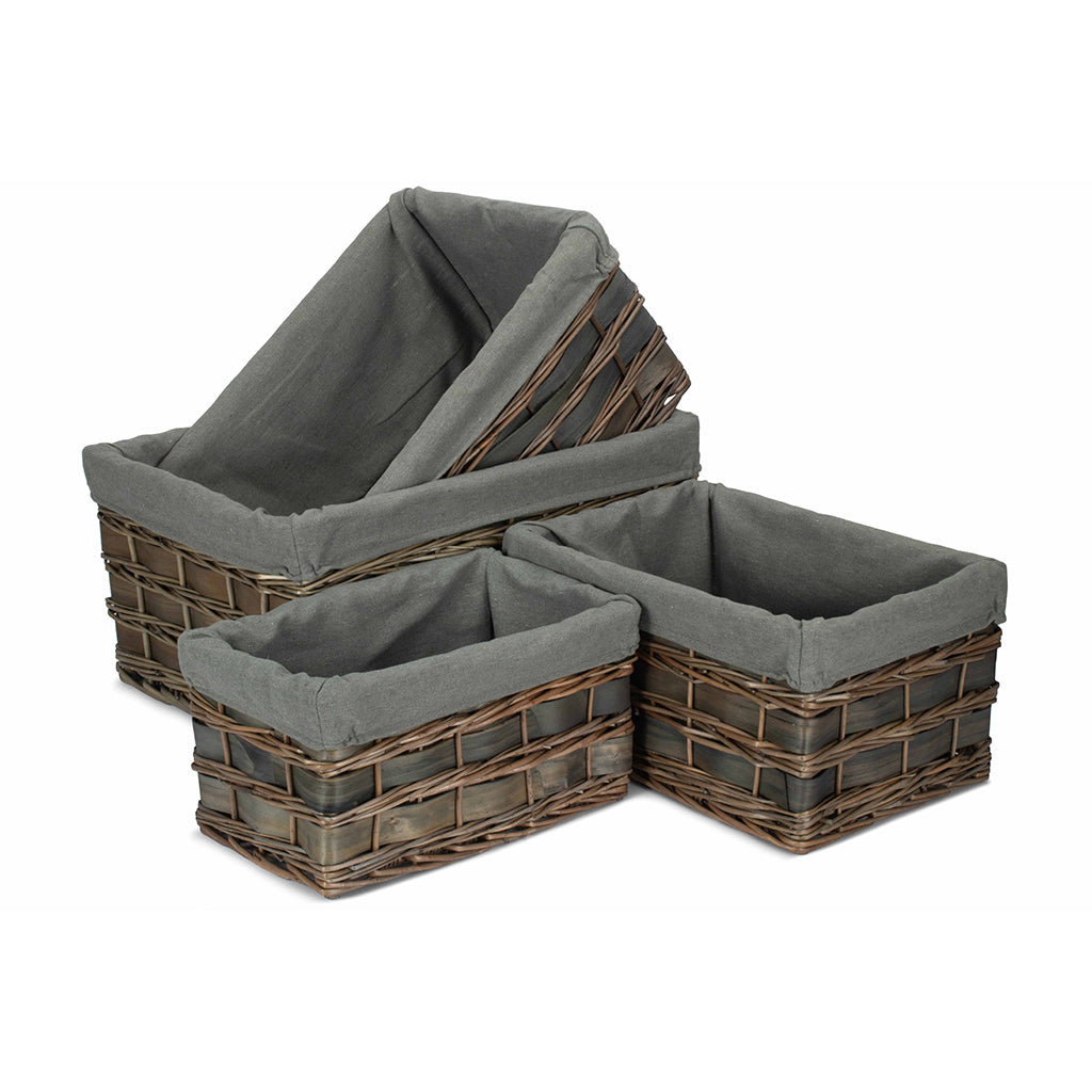 Grey Scandi Storage Basket with Grey Sage Lining Set 4